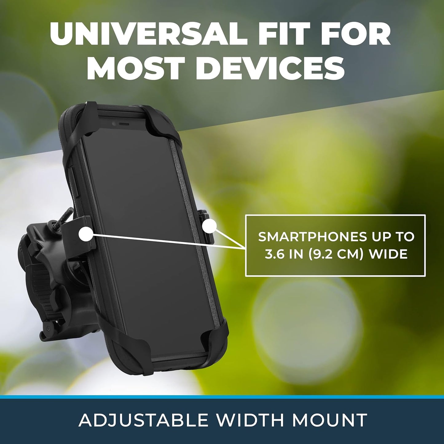 Roam Universal Black Net Bike Phone Mount Holder, 360° Rotation Hands Free Cell Navigation System for Motorcycle eBike Dirt Road Cruiser Scooter Jogging Stroller, Adjustable Up to 3.6" W x 7"" L"