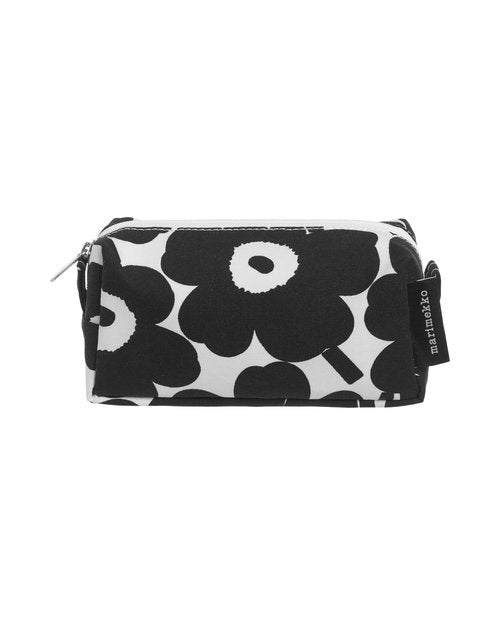 MARIMEKKO Tiise Mini Unikko Terry Cotton Cosmetic Bag (Black) – Floral Cosmetic Bag to Include in your Travel Essentials – 7x4x3 in