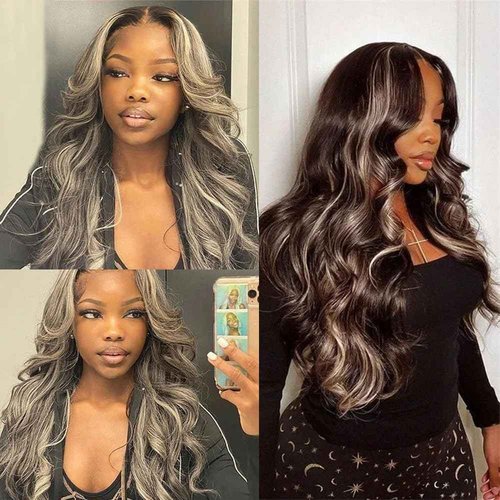 Condescension P4/Grey Human Hair Bundles 26 28 30 inch Jerry Body Wave Human Hair Bundles Highlight Chocolate Grey Unprocessed Soft Sewn In Hair with Double Weft for Black Women