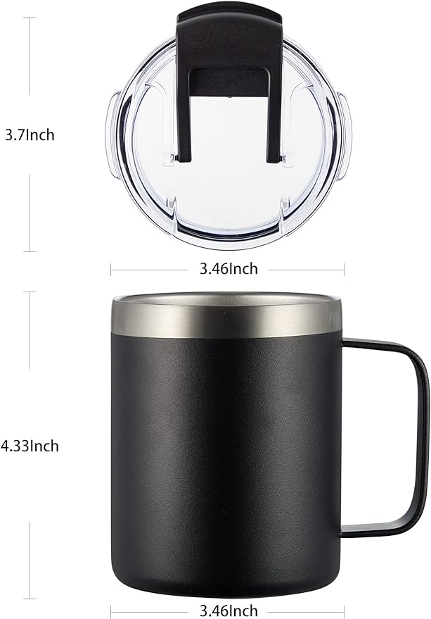 12oz Insulated Coffee Mug Cup with Handle, Stainless Steel Travel Coffee Mug with Flip Lid, Double Wall Vacuum Coffee Tumbler,Sky Blue