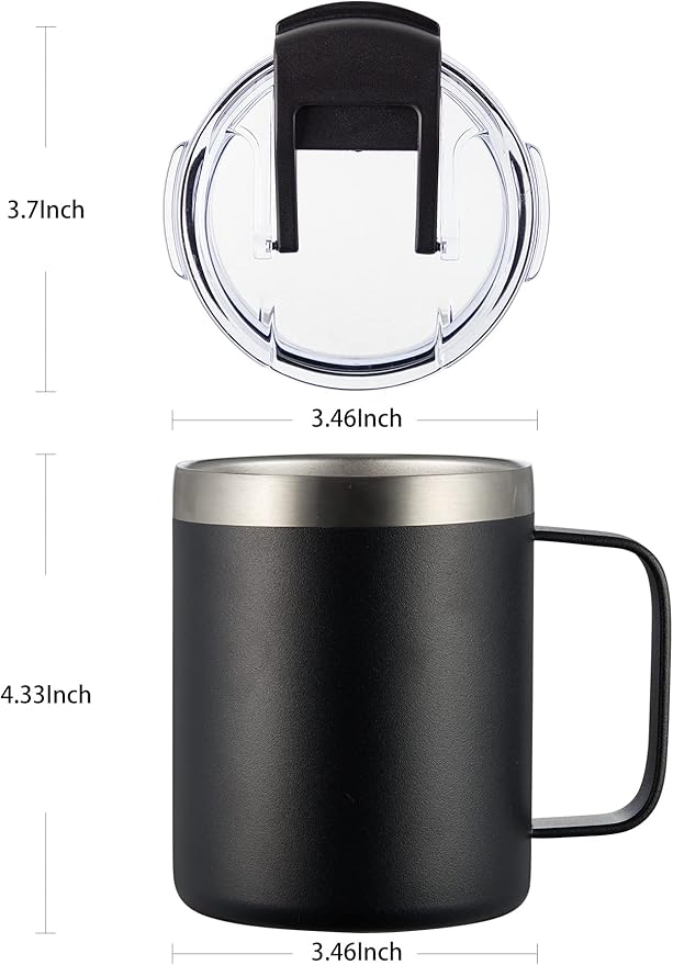 12oz Insulated Coffee Mug Cup with Handle, Stainless Steel Travel Coffee Mug with Flip Lid, Double Wall Vacuum Coffee Tumbler,Plum