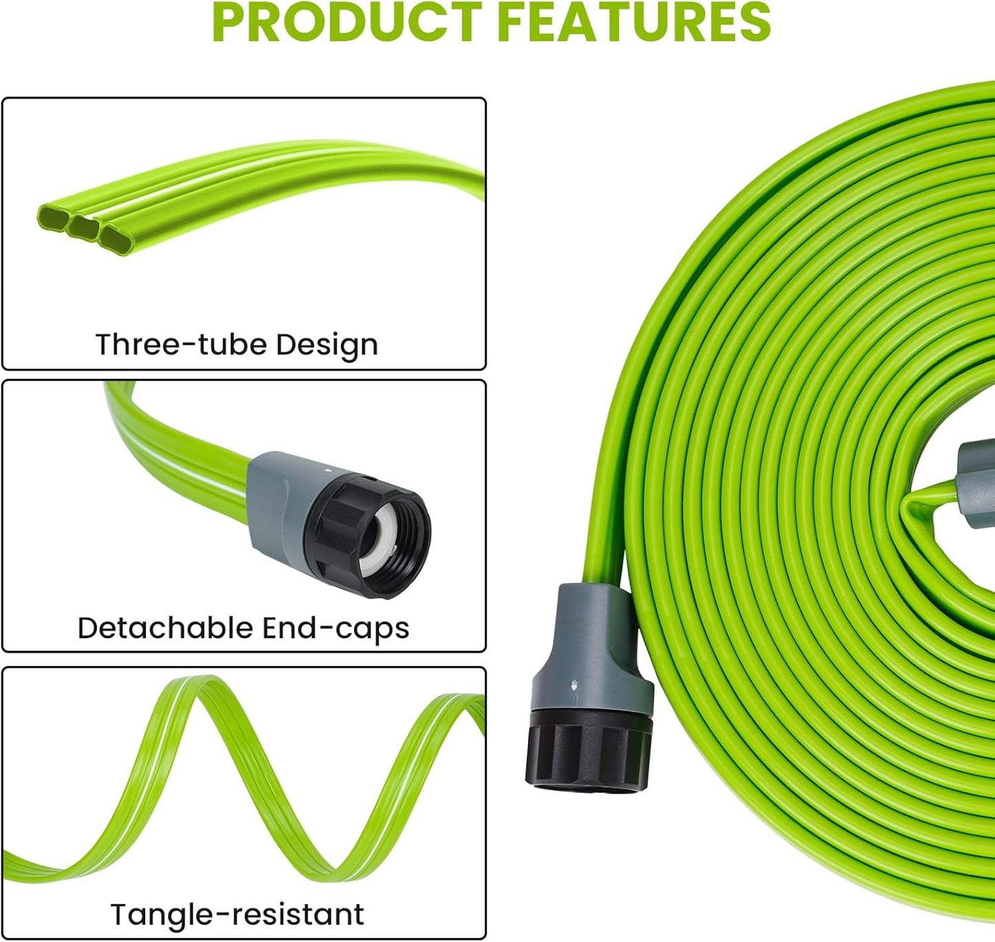 Sprinkler Soaker Hose 15FT 2Pack, Watering Hose with Holes, High-Efficiency Sprinklers System for Garden and Lawn with Staples