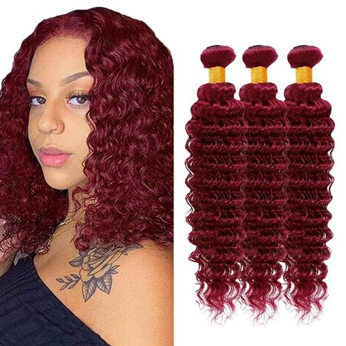 Giginger Brazilian Human Hair Bundles Burgundy 99J Deep Wave Human Hair Bundles 24 26 28 inch Wine Red Unprocessed Virgin Quick Weave Hair for Black Women