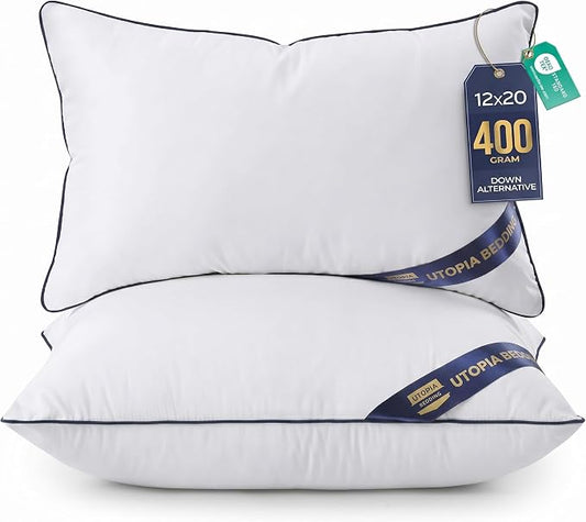 Utopia Bedding Throw Pillow Inserts (Pack of 2, White), 12 x 20 Inches Decorative Indoor Pillows for Sofa, Bed, Couch, Cushion Sham Stuffer