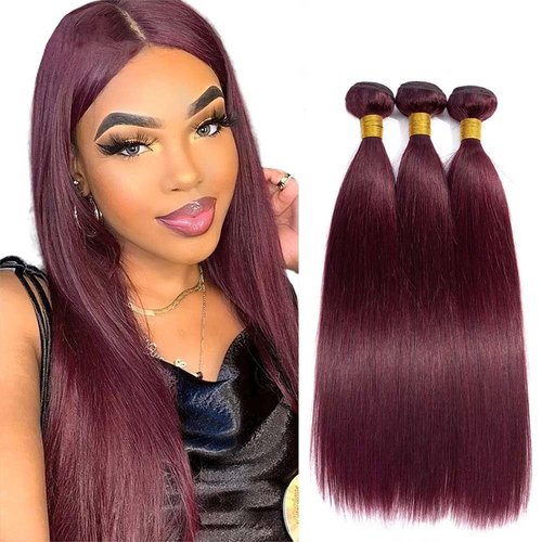 Giginger Brazilian Human Hair Bundles Burgundy 99J Straight Human Hair Bundles 16 18 20 inch Wine Red Unprocessed Virgin Quick Weave Hair for Black Women
