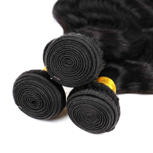 DaiMer Brazilian Body Wave Virgin Hair Weave 3 Bundles 18 20 22 inches Remy Body Wave Human Hair Extensions Unprocessed Hair Weft Natural Black Can be Dyed