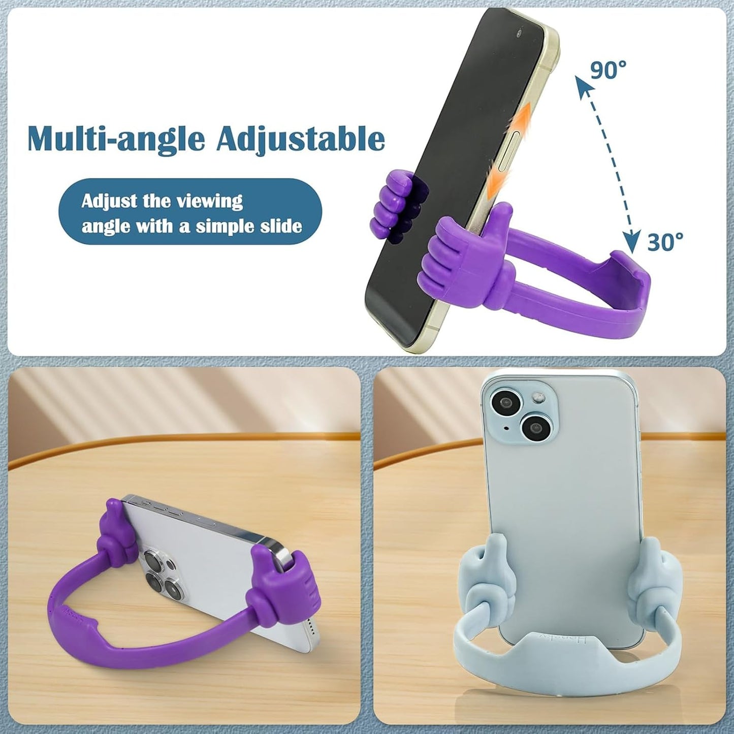 Honsky Thumbs-up Cell Phone Stand Holder, Tablet Stand Cradle for Desk Desktop Smartphone Cellphone Mobile Phone Tablets – Universal Adjustable Flexible, Black