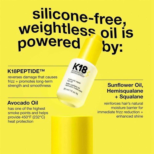 K18 Molecular Repair Hair Oil, Weightless Oil for Stronger, Healthier Hair, Suitable For All Hair Types, 1 Fl Oz