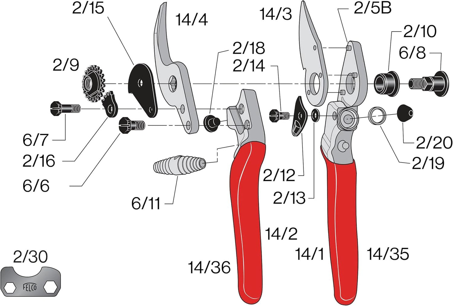 Felco F 14 Pruning Shears – 7.1" Garden Clippers for Small Hands with Bypass & Anvil Blades | Hand Pruners for Gardening | Garden Tool Cutter with Forged Alloy Steel Build, Lightweight Swiss Design