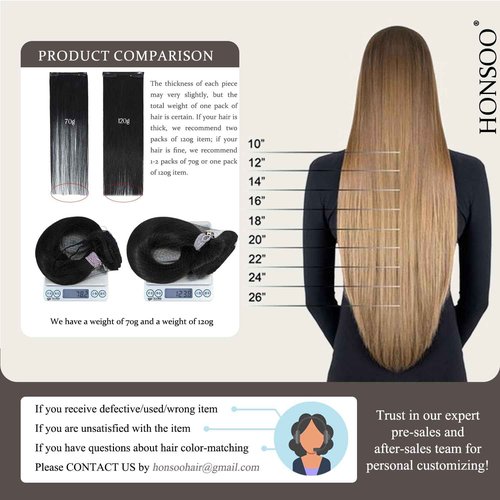 Honsoo Black Hair Extensions Clip in Real Human Hair Extensions Jet Black 20in 120g 7Pcs Long Straight Soft Hair Extensions For Black Women