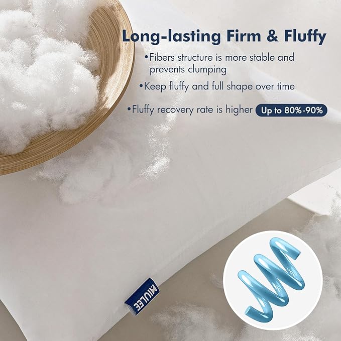 MIULEE Throw Pillows Inserts, Pack of 6 18x18 Inch 100% Virgin Fiber Filling Bed Couch Pillows