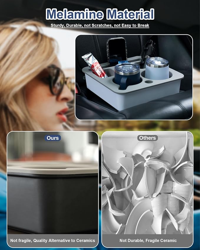 Couch Cup Holder Tray, Bonfixe Stable Couch Caddy for Bed and Sofa, Upgraded Capacity Health-Friendly Silicone Anti-Spill Drink Holder Organizer for Snacks Beverage (Black-White)