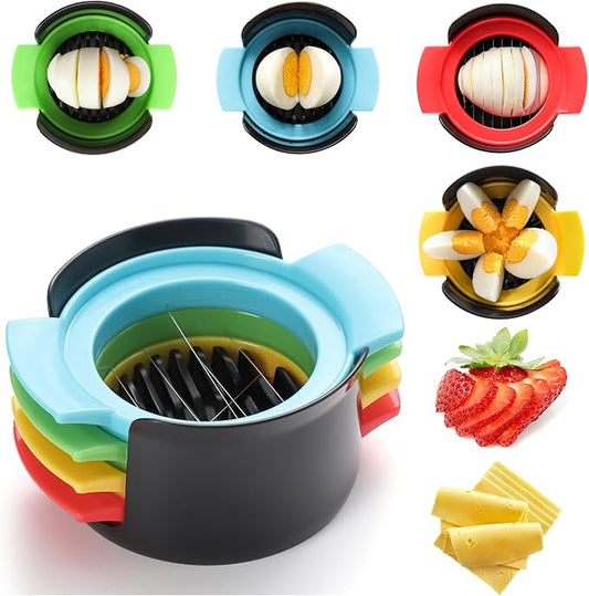 Egg Slicer for Hard Boiled Eggs，4 in 1 Multifunctional Egg Cutter,Strawberry slicer, Strawberry, Tomato, Dicer for Soft Fruit Mushroom Home Use