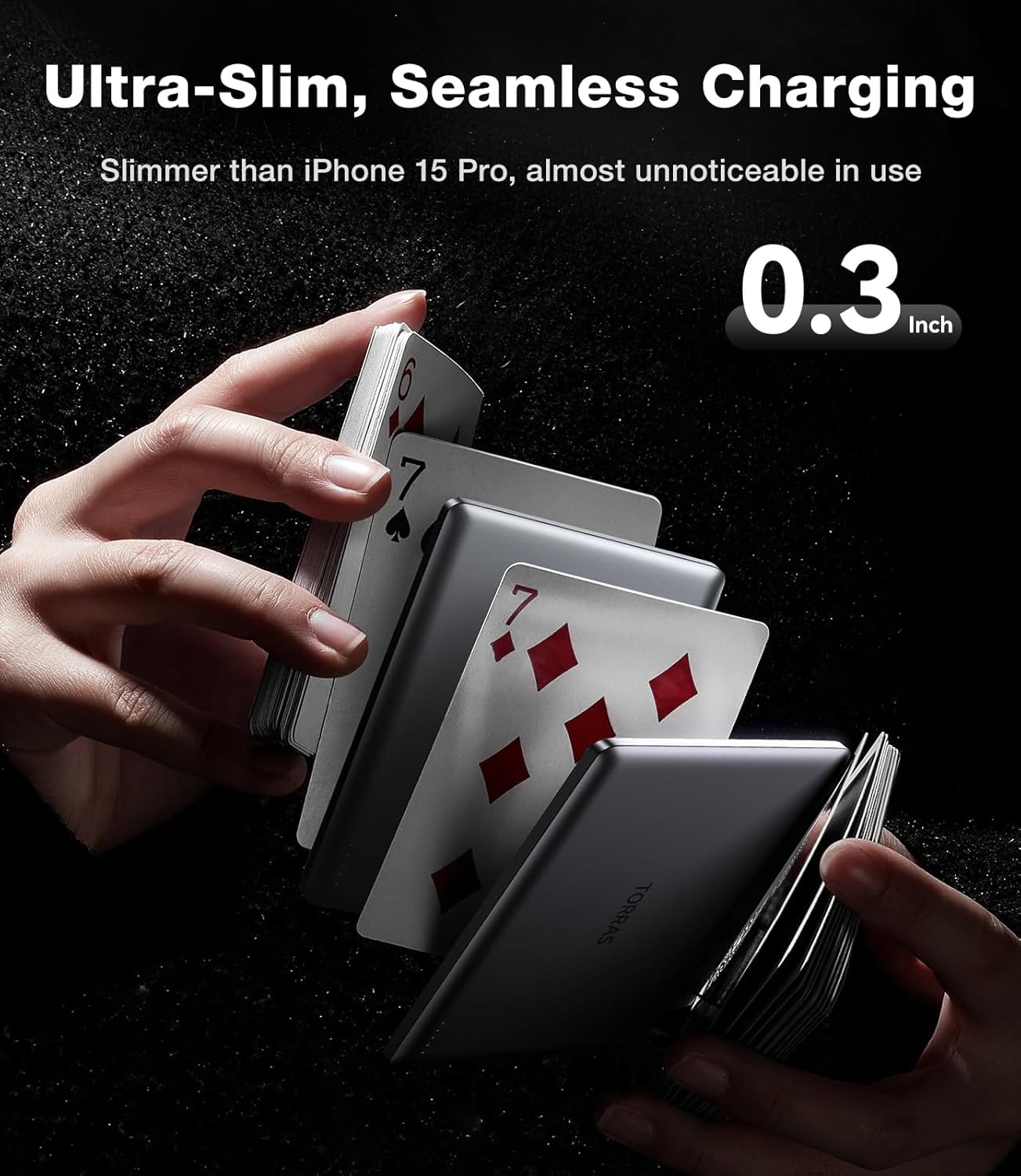 TORRAS MiniMag Power Bank, Ultra Slim 5,000mAh Wireless Portable Charger with USB-C Cable, Fast Charging Magnetic Battery Pack, Magsafe-Compatible for iPhone 16/15/14/13/12, Glacier Gray
