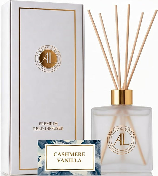 Frosted Reed Diffusers for Home |Premium Fragrance Diffuser | Frosted Diffuser Sticks in Oil Set with Cashmere Vanilla Scent |Smell Good Stuff | Long-Lasting Oil for Bathroom &Office 5 oz