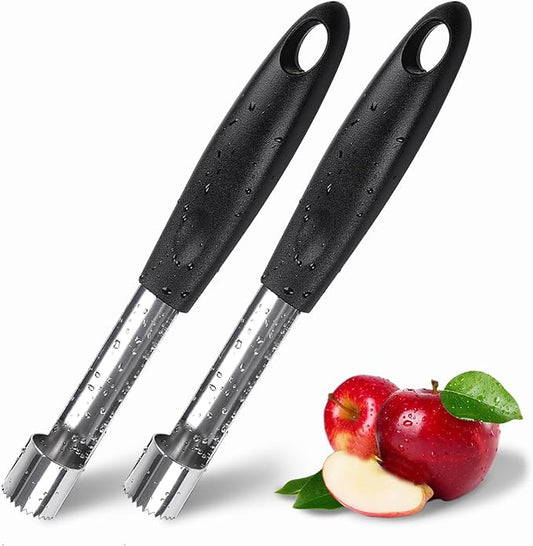 2PCS Apple Cupcake Corer, Fruit Vegetable Core Remover, Profession Healthy Stainless Steel Apple Remover Household Kitchen Tool for Fuji, Pears, Bell Peppers - Black
