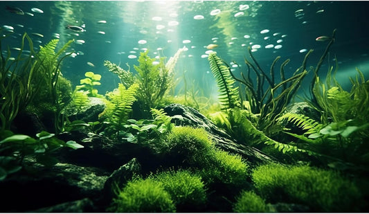 Underwater Fish Tank Background Under The Sea Aquatic Plants Aquarium Background Ocean Floor Rock Terrarium Backgrounds Tropical Fish Green Seaweeds Aquarium Backgrounds for Fish Tank Decor 30x18in