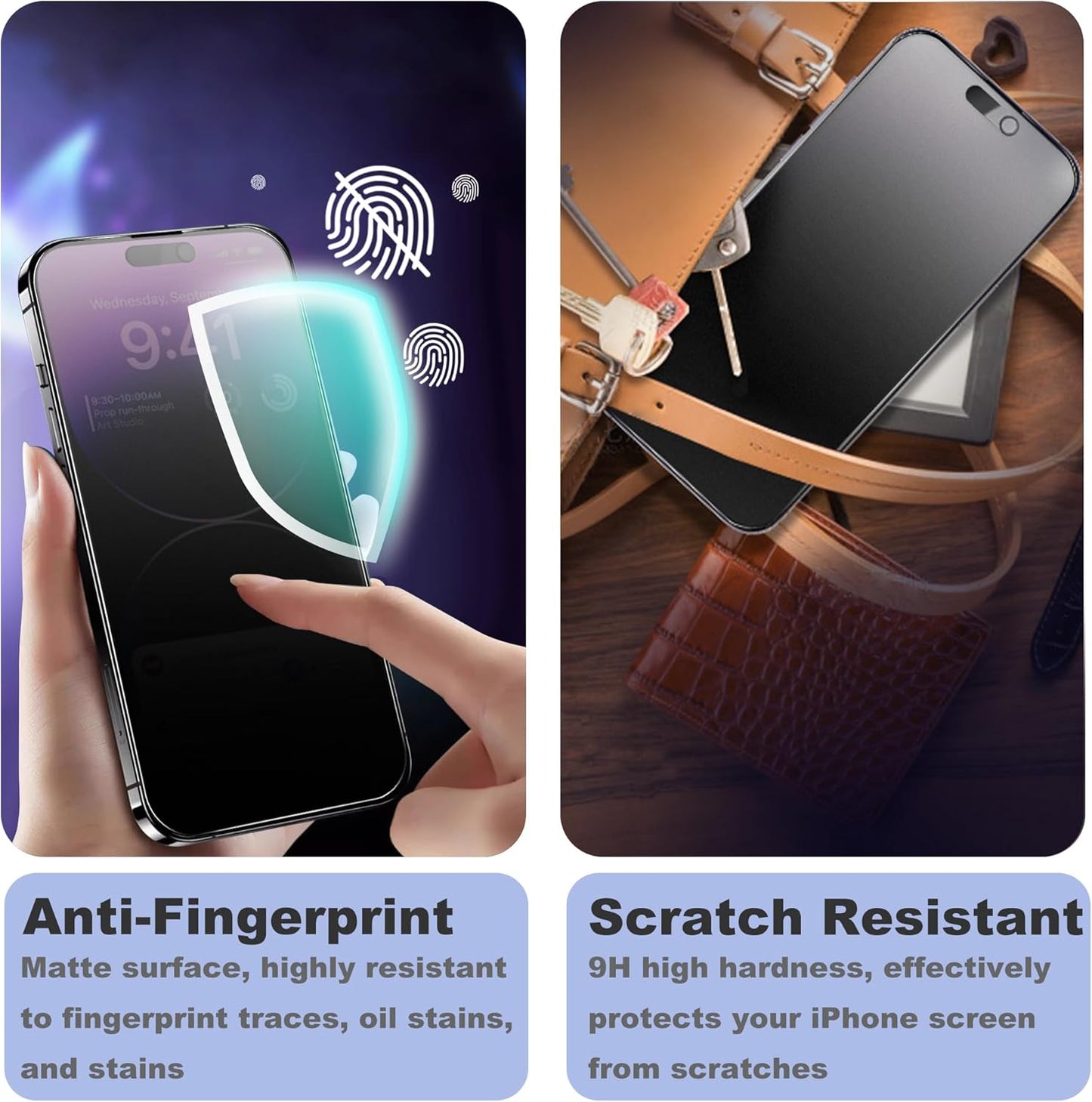 2 Pack Matte Privacy Screen Protector for iPhone 16 Pro Max Screen Protector Anti-Glare, Anti-Spy Tempered Glass Film, Smooth and Responsive Touch Anti-Scratch Glass