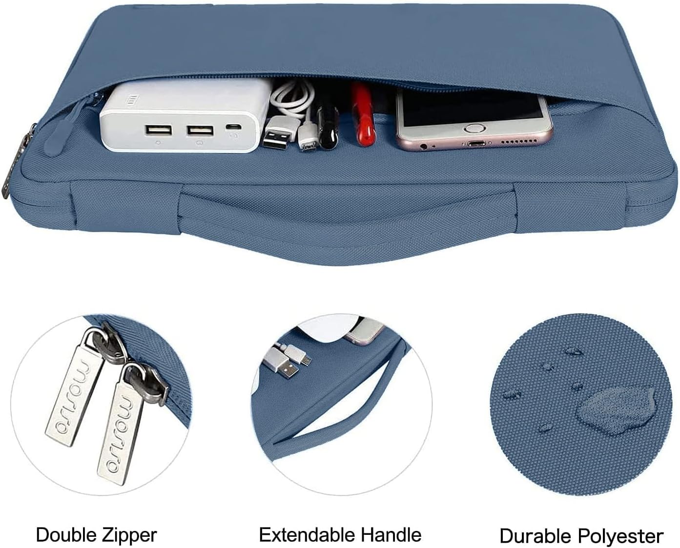 MOSISO Compatible with MacBook Air 13 inch Case 2025 2024 2023 2022 M4 A3240 M3 A3113 M2 A2681, Hard Shell&Sleeve Bag&Keyboard Skin&Webcam Cover&Screen Film for MacBook Air 13.6 inch, Steel Blue