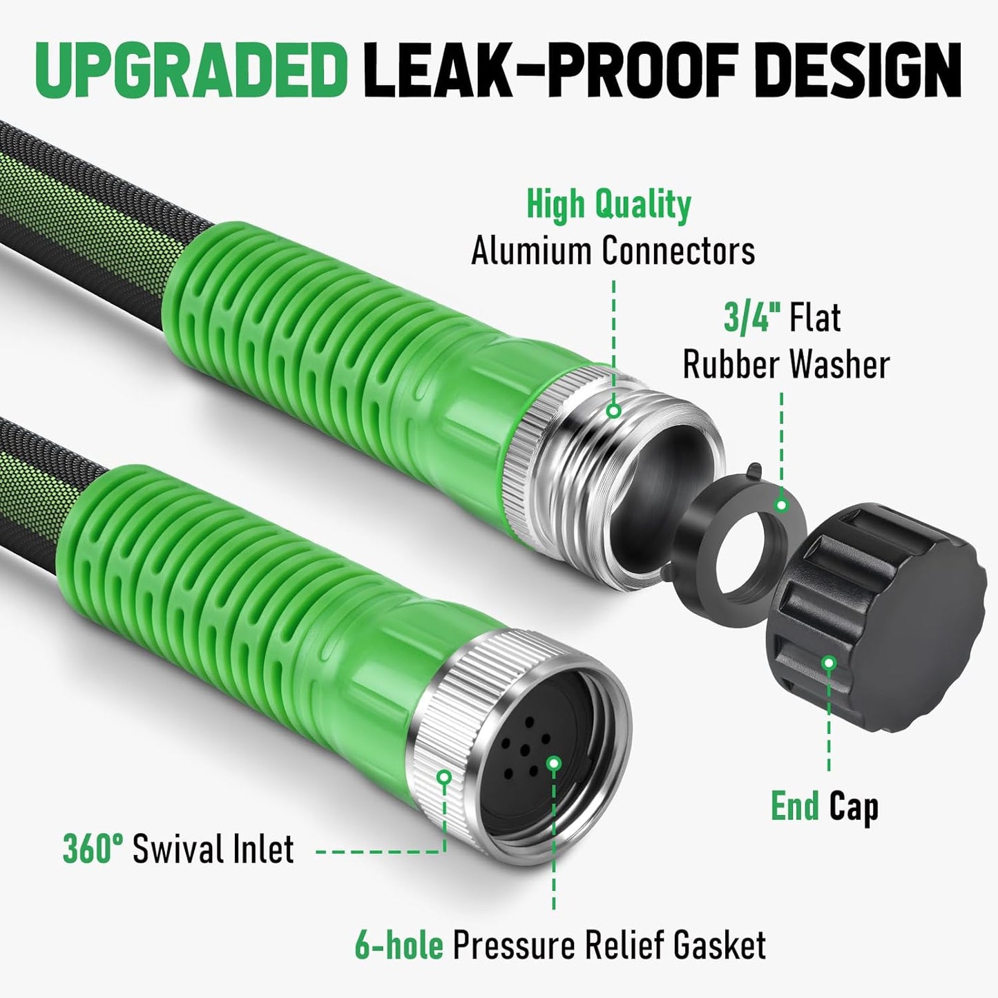 Flat Soaker Hose 200FT for Garden and Lawns, 80% Water-Saving Drip Irrigation Hose with Anodized Aluminum Ends, Flexible Leakproof Double Layer Gardening Hoses(50FT X 4Pack) ﻿