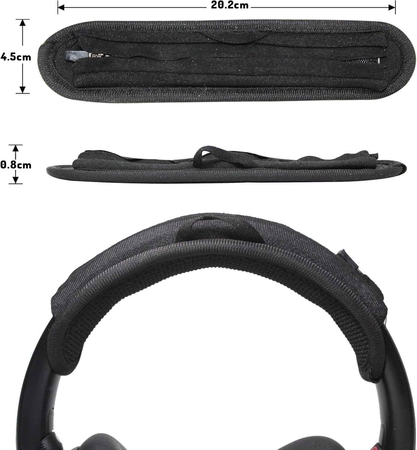 Adhiper Universal Headphone Headband Cover for Sony Beats Bose Soundcore HyperX ATH Skullcandy JBL Jabra, Headband Cover Cushion Protector for Sony XM4, XM5 & Beats Studio Pro/Solo4 Headphones - Black