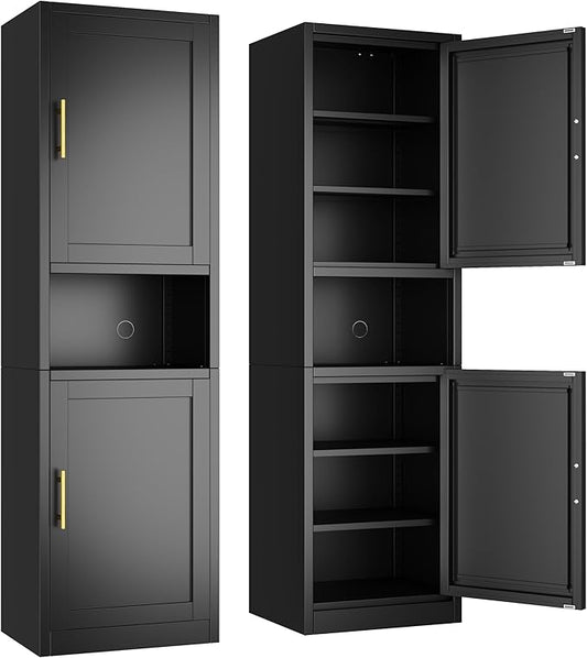 Ckzbx Tall Narrow Storage Cabinet 66.93" H Tall Bathroom Cabinet Metal Pantry Cabinets, 4 Adjustable Shelves for Kitchen, Home Office, Living Room, Dinning Room (20 inches Wide Black)