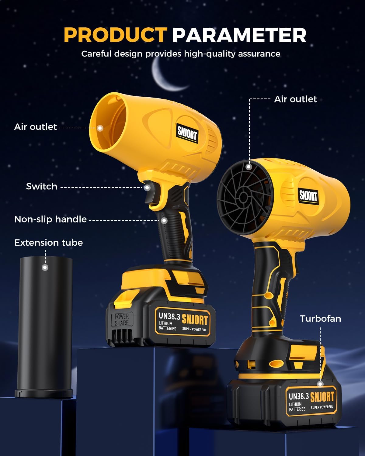 Leaf Blower Cordless with Battery and Charger, 800,000 RPM, Lightweight Handheld Design,Blower for Patio Cleaning,car Blowing Water, Lawn Care, Blowing Leaves and Dust (Bright Yellow)