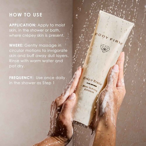 Body Firm Crepe Erase Smoothing Pre-Treatment, Aha Bha Exfoliant With Vitamin E and Squalane for Crepey Skin, Anti Aging Pre-Exfoliator for Face & Body, Gentle Skin Care for Women, 10 FL Oz