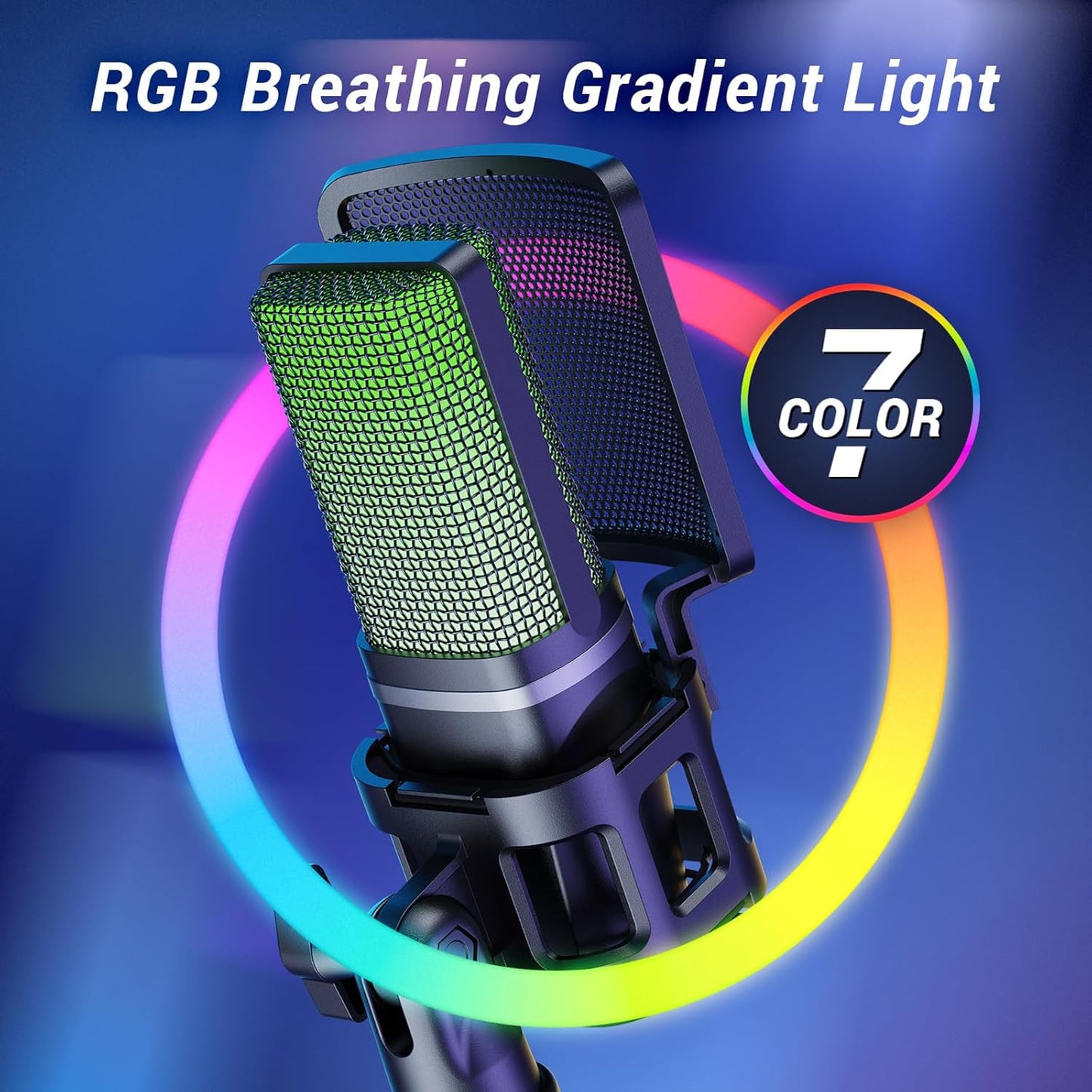 TONOR Gaming USB Microphone for PC, RGB Condenser Computer Mic with Tripod Stand, Quick Mute, Gain Control, for Gaming, Streaming, Podcasting, Recording, Cardioid Mic Kit for Laptop/PS4/PS5 TC777 Pro