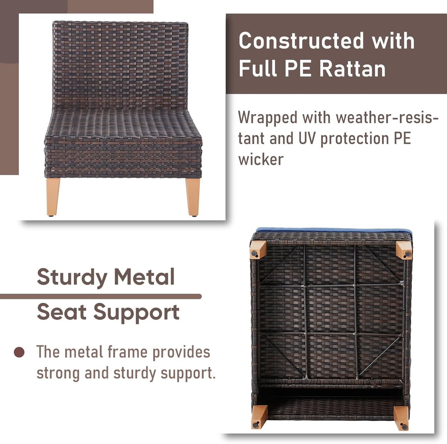 HUMMUH 8 Pieces Patio Furniture,Outdoor Modular Sectional Couch Swivel Rocking Chairs with Ottomans,All Weather PE Wicker Patio Conversation Sets for Garden Porch Backyard