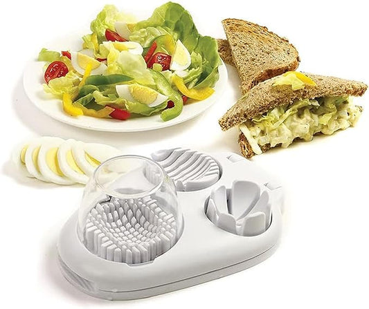 Egg Slicer 3-in-1 for Hard Boiled Eggs, Stainless Steel Wire Egg Cutter with 3 Slicing Styles, Heavy Duty Kitchen Tool for Eggs, Strawberry, Mushroom and Soft Fruits
