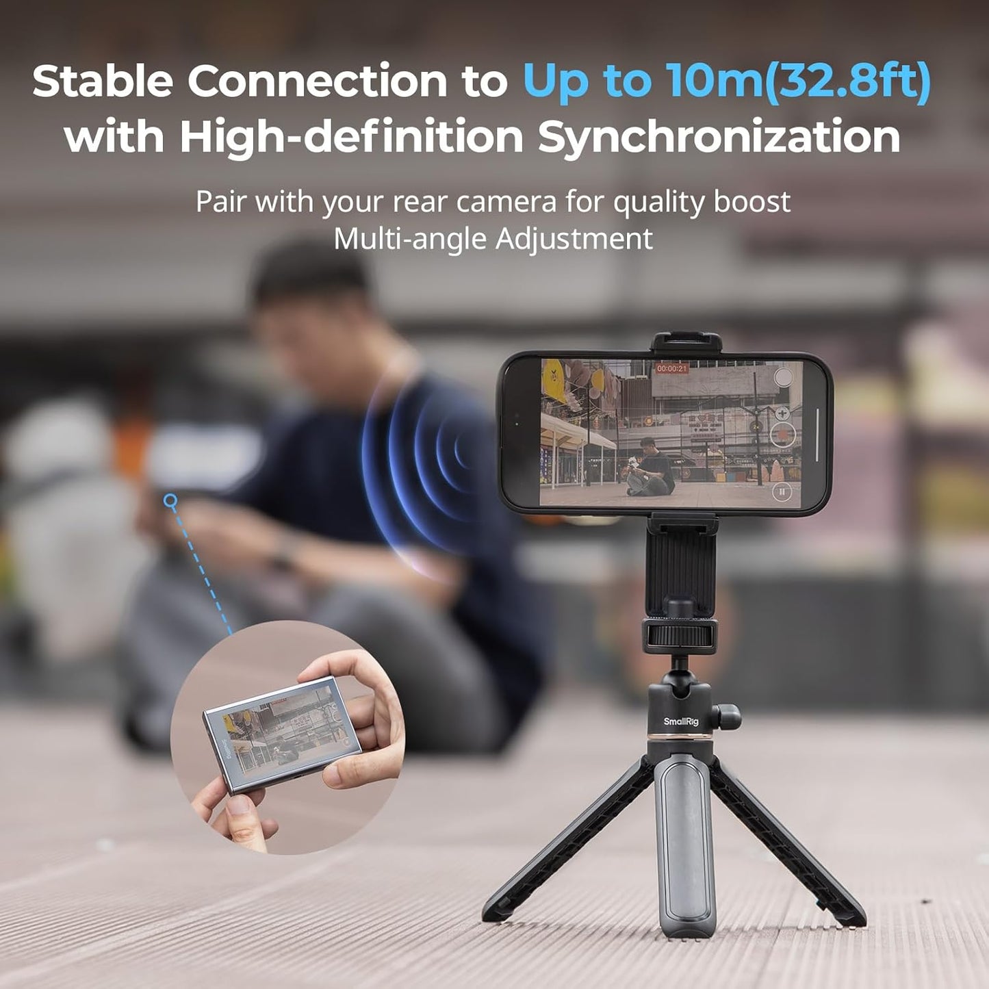 SmallRig Phone Vlog Selfie Monitor Screen for iPhone for Huawei for S24/S25, w/Magnetic Phone Holder Clip Mount & Wireless Remote, Sync Rear Camera for Selfie Vlog Live Stream Phone Filmmaking - 4851