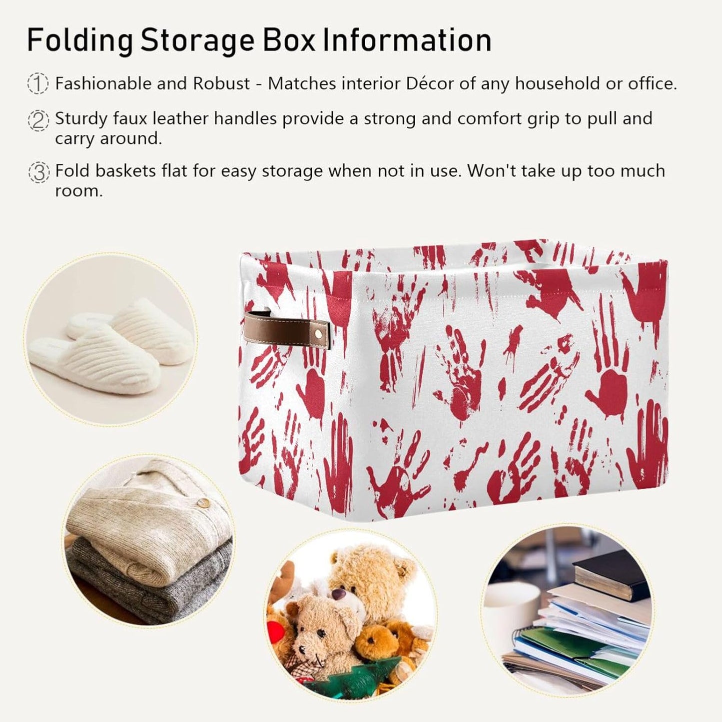 Skull Hand Rectangular Storage Basket Organizer Bin Shelf Baskets For Clothes Gifts For Home Office Dorm