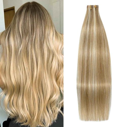 WindTouch Tape in Human Hair Extensions Mixed Bleach Blonde 22Inch #18p613 60g