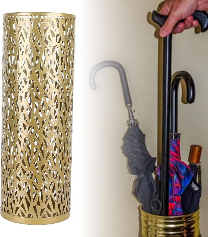 Umbrella Stand Rack for Entryway Metal Hollowed Freestanding Round Umbrella Holder Organizer Bin for Home Hotel Office Decor (Small)