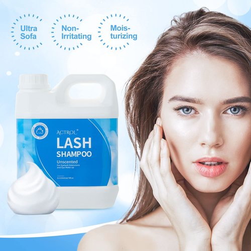 ACTROL Eyelash Extension Cleanser Unscented 2L Natural Lash Extension Shampoo Professional Eyelid Foaming Cleanser Paraben & Sulfate Free Non-lrritating with Salon and Home Care