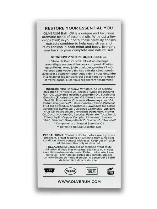OLVERUM - Natural Bath Oil | Vegan, Cruelty-Free, Revitalizing Clean Beauty Bath Oil (4.25 fl oz | 125 ml)