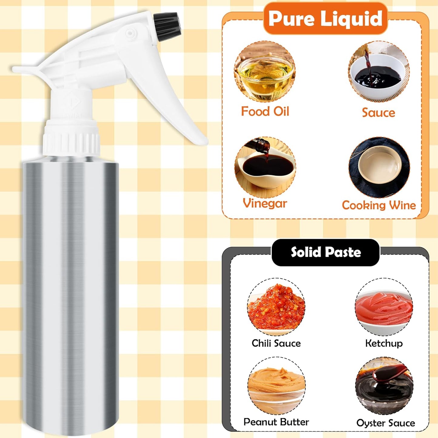 AHIER 2in 1 BBQ Spray Bottle, Turkey Marinade Injector Stainless Steel Grill Spray Bottle & Meat Injector with 2 PCS Cleaning Brush