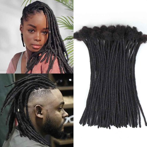 Vecago 12 inch 50 Strands Loc Extensions Human Hair, 0.4cm Width 100% Human Hair Dreadlock Extensions for Men/Women, Can be Dyed Soft Dreads Extensions,1b