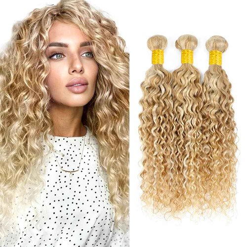 24 26 28 inch Blonde Bundles Human Hair 613 Water Wave Bundles P27/613 Human Hair Bundle Honey Blonde Bundle