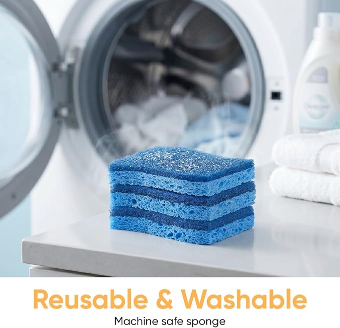 Kitchen Sponges for Washing Dishes, Non-Scratch Cellulose Dish Scrub Sponges, Cleaning Sponges for Household Use, Safe Cleaning Products, Kitchen Sponges Pack of 24, by Superio