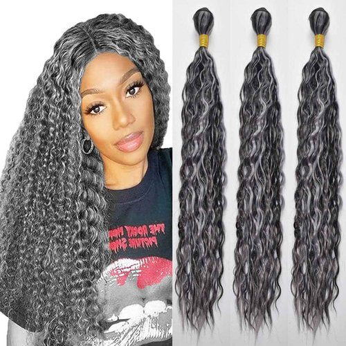 Condescension Bundles Human Hair 24 26 28 inch Jerry Curly Human Hair Bundles Highlight Grey Unprocessed Quick Weave Hair for Black Women