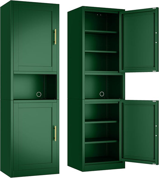 Ckzbx Tall Narrow Storage Cabinet 66.93" H Tall Bathroom Cabinet Metal Pantry Cabinets, 4 Adjustable Shelves for Kitchen, Home Office, Living Room, Dinning Room (20 inches Wide Green)