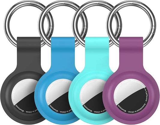 Compatible with AirTag Holder Case Keychain 4 Pack, for AirTag 1st & 2nd Generation Key Chain Ring Case Cover for Air Tag Holder GPS Tracker Item Air Tags Finders Air Tagholder for Kids,Bags,Luggages