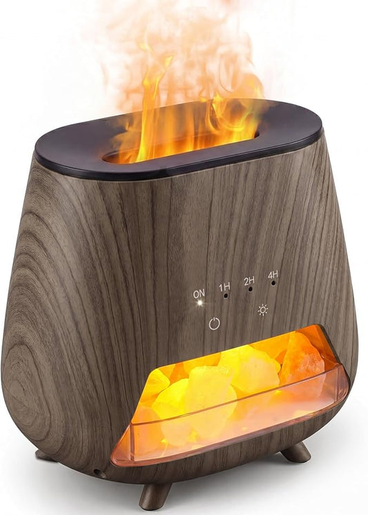 Essential Oil Diffuser for Home, 𝟒-𝐢𝐧-𝟏 Aromatherapy Diffuser & 𝐇𝐢𝐦𝐚𝐥𝐚𝐲𝐚𝐧 𝐒𝐚𝐥𝐭 Lamp, 200ml Cool Mist Humidifier, 𝟗-𝐂𝐨𝐥𝐨𝐫 𝐋𝐄𝐃, Auto Off, Bedroom Office Yoga (Black)