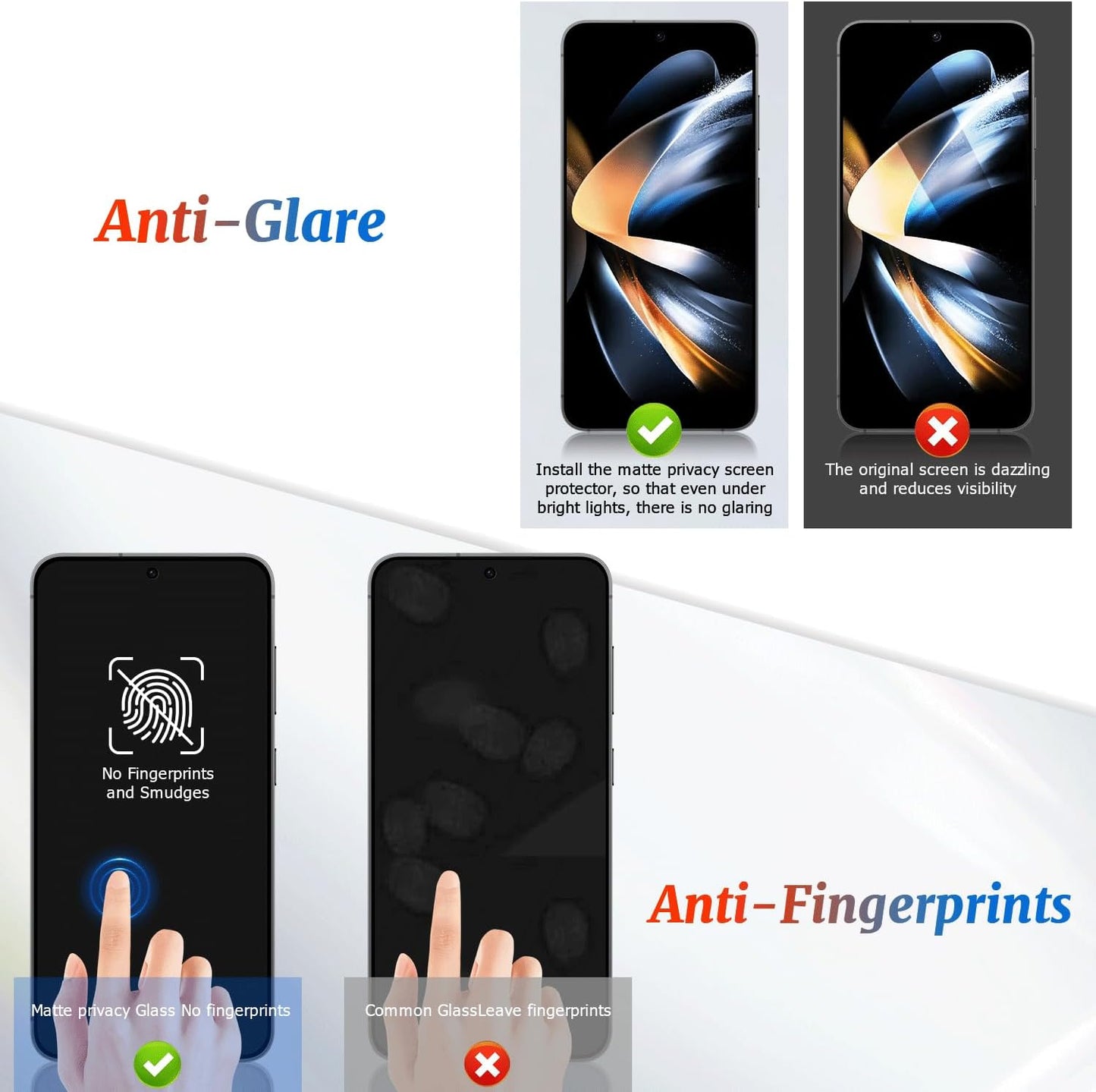 2 Pack Galaxy S22/S23 Matte Anti spy Privacy Screen Protector, 9H Tempered Glass,Anti-Glare Anti-Scratch, Smooth and Responsive Absolute, No Bubbles, High Definition Clear, With Installation Frame