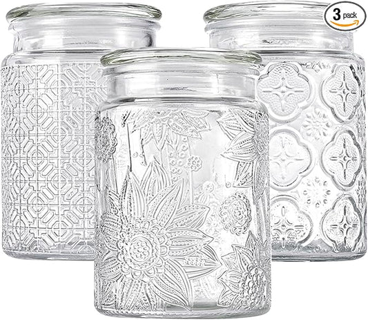 Adodeen 24oz Wide Mouth Mason Jars, 3-Pack Glass Jars With Lids, Pickle Canning Jars For Candy, Sugar, Coffee, Tea, Spice, Cookie, Dishwasher Safe