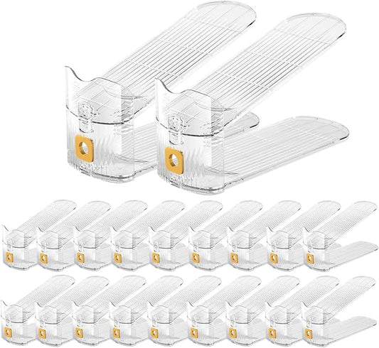 CiBiZi Adjustable Shoe Slots Organizers Clear Shoe Space Saver Shoe Stacker Shoe Rack Holder Oraganizers for Closet Cabinet Storage Clear 20PACK