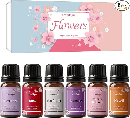Floral Essential Oil Set, Fragrance Oils for Diffuser, Soap, Candle Making | IFRA Certified, 10ml* 6 Premium Diffuser Essential Oils