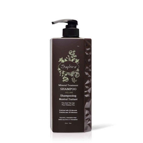 Saphira Mineral Treatment Shampoo for Fine, Thin and Color-Treated Hair, Sulfate-Free, Paraben-Free, Strengthens, Volumizes and Defines Weak and Fragile Hair, 34 Ounce